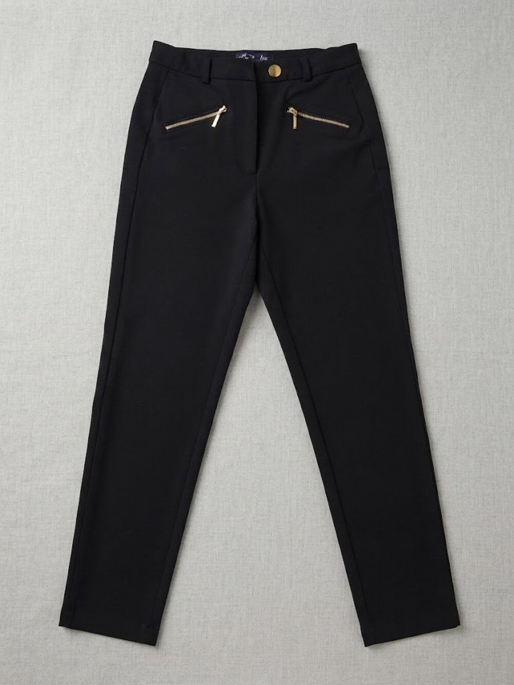 Black Gold Zipper Accent Trousers Size Small Chic Career Pants